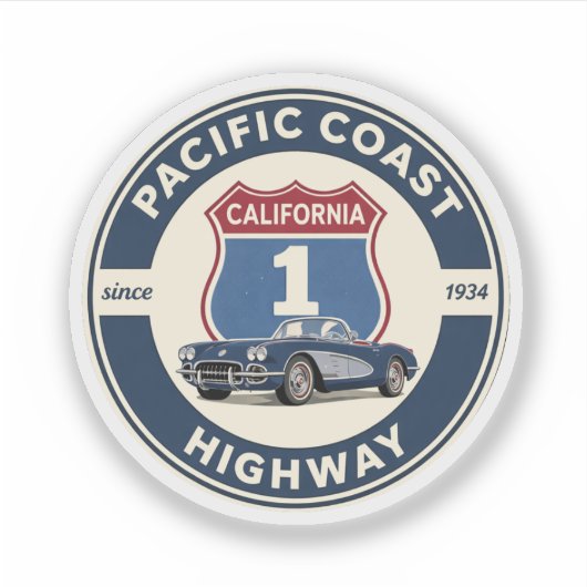 pacific coast highway CLASSICCAR california route  Sticker (Voorkant)