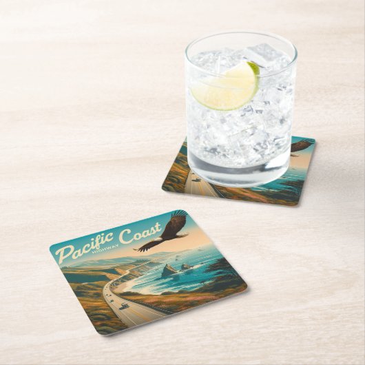 Pacific Coast Highway Eagle Kartonnen Onderzetters (Insitu)