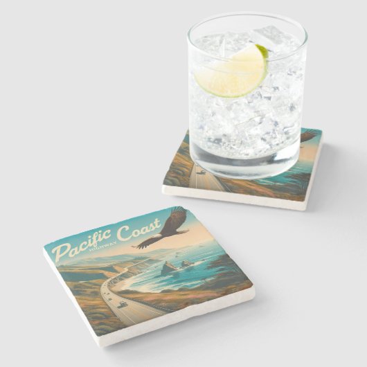 Pacific Coast Highway Eagle Stenen Onderzetter (Zijkant)