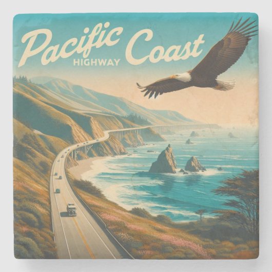 Pacific Coast Highway Eagle Stenen Onderzetter (Voorkant)