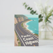 Pacific Coast Highway Grafische Reis Kunst Briefkaart (Staand voorkant)