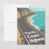 Pacific Coast Highway Grafische Reis Kunst Briefkaart (Voorkant / Achterkant)