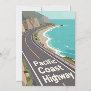 Pacific Coast Highway Grafische Reis Kunst Feestdagenkaart
