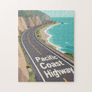 Pacific Coast Highway Grafische Reis Kunst Legpuzzel
