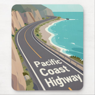 Pacific Coast Highway Grafische Reis Kunst Muismat