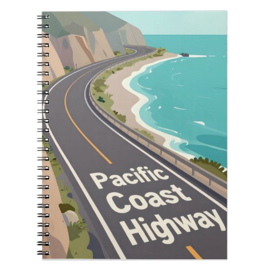 Pacific Coast Highway Grafische Reis Kunst Notitieboek (Voorkant)