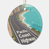 Pacific Coast Highway Graphic Travel Art Keramisch Ornament (Links)
