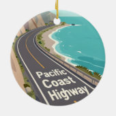 Pacific Coast Highway Graphic Travel Art Keramisch Ornament (Achterkant)