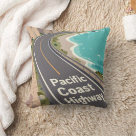 Pacific Coast Highway Graphic Travel Art Kussen