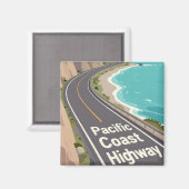 Pacific Coast Highway Graphic Travel Art Magneet (Voorkant / Achterkant)