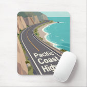 Pacific Coast Highway Graphic Travel Art Muismat (Met muis)