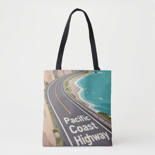 Pacific Coast Highway Graphic Travel Art Tote Bag (Voorkant)