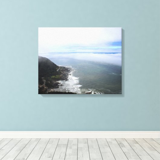 Pacific Coast Highway Langs de Oceaan Kleur 16x20 Canvas Afdruk (Insitu (Houten vloer))