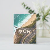 Pacific Coast Highway Lucht Reis Kunst Briefkaart (Staand voorkant)