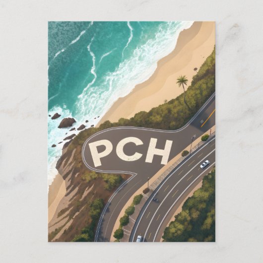Pacific Coast Highway Lucht Reis Kunst Briefkaart (Voorkant)