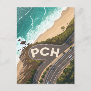 Pacific Coast Highway Lucht Reis Kunst Feestdagenkaart