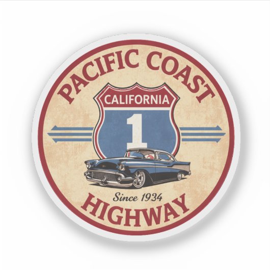 pacific coast highway motorfiets california route sticker (Voorkant)
