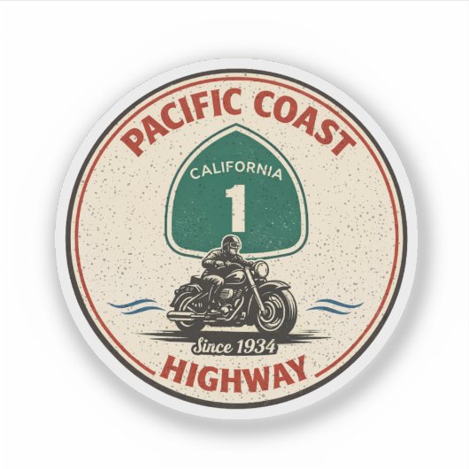 pacific coast highway motorfiets california route  sticker (Voorkant)