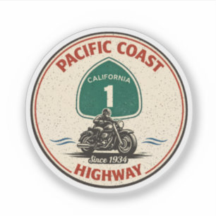 pacific coast highway motorfiets california route  sticker