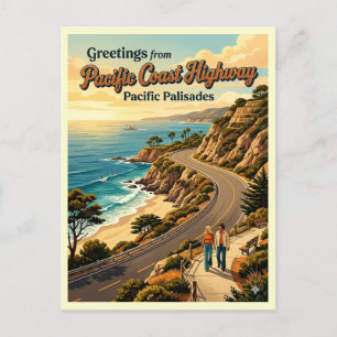 Pacific Coast Highway Pacific Palisades Retro Stij Briefkaart