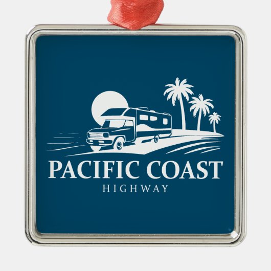 Pacific Coast Highway Recreatievoertuig Metalen Ornament (Voorkant)