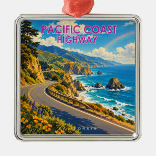 Pacific Coast Highway Regenboog Metalen Ornament