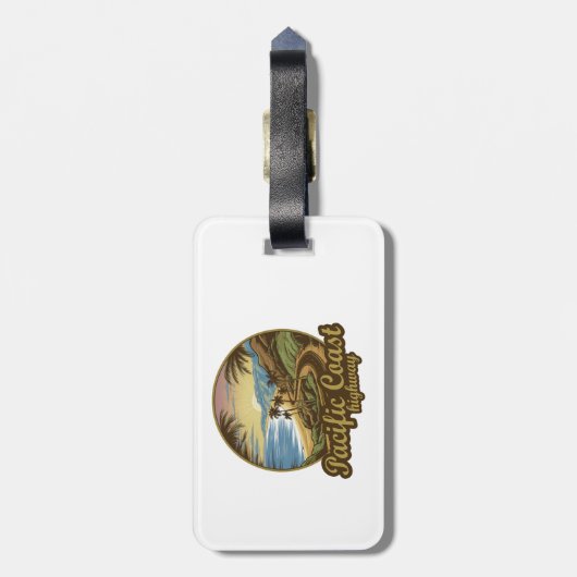 Pacific Coast Highway Retro Bagagelabel (Achterkant verticaal)