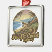 Pacific Coast Highway Retro Metalen Ornament (Links)