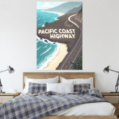 Pacific Coast Highway Retro Reis Kunst Canvas Afdruk (Insitu (Slaapkamer))