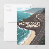 Pacific Coast Highway Retro Reis Kunst Feestdagenkaart (Voorkant / Achterkant)