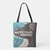 Pacific Coast Highway Retro Travel Art Tote Bag (Achterkant)