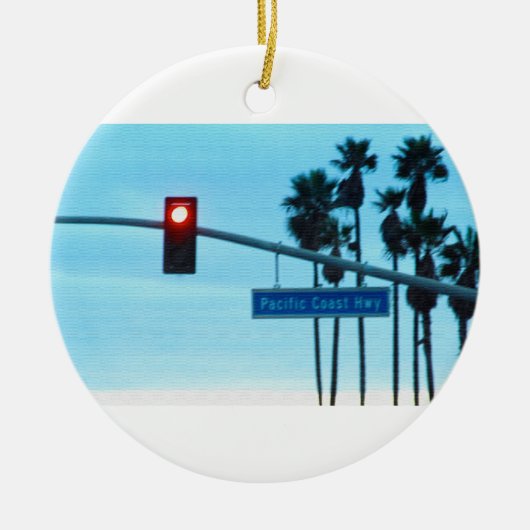 Pacific Coast Highway Sign California Beach Sky Keramisch Ornament (Voorkant)