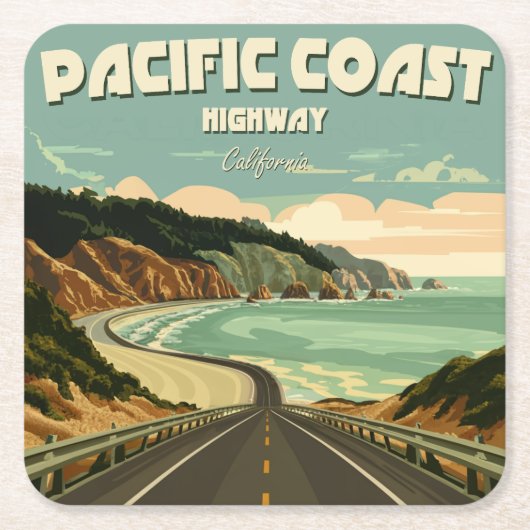 Pacific Coast Highway Vista Kartonnen Onderzetters (Voorkant)