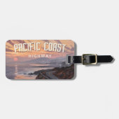 Pacific Coast Highway zonsondergang Bagagelabel (Voorkant horizontaal)