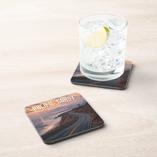 Pacific Coast Highway zonsondergang Bier Onderzetter (Rechterzijde)