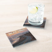 Pacific Coast Highway zonsondergang Glazen Onderzetter (Schuin)