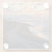 Pacific Coast Highway zonsondergang Glazen Onderzetter (Achterkant)