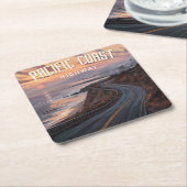 Pacific Coast Highway zonsondergang Kartonnen Onderzetters (Schuin)