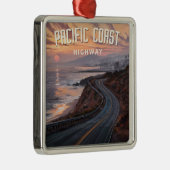 Pacific Coast Highway zonsondergang Metalen Ornament (Rechts)