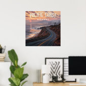 Pacific Coast Highway Zonsondergang Poster (Thuiskantoor)
