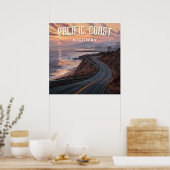 Pacific Coast Highway Zonsondergang Poster (Keuken)
