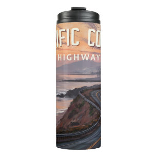 Pacific Coast Highway zonsondergang Thermosbeker