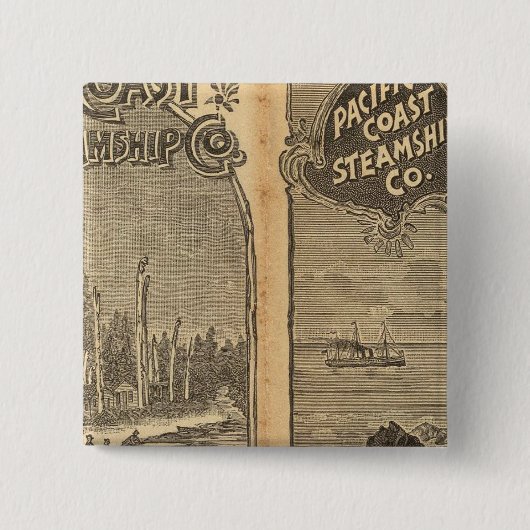 Pacific Coast Steamship Company 2 Vierkante Button 5,1 Cm (Voorkant)