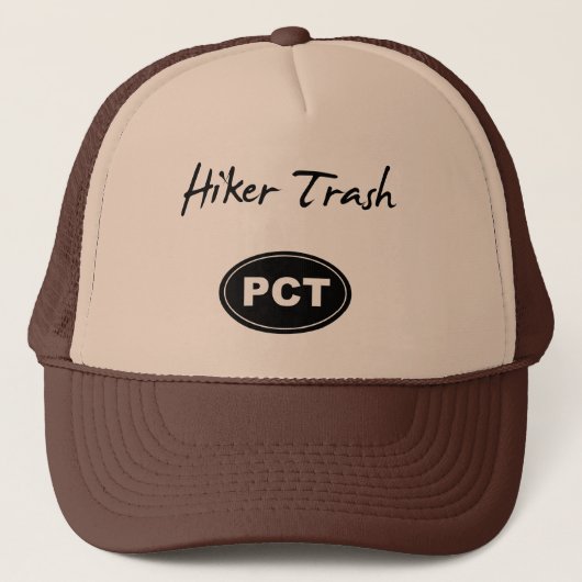 Pacific Crest Trail Hiker Trash Brown Trucker Hat Trucker Pet (Voorkant)
