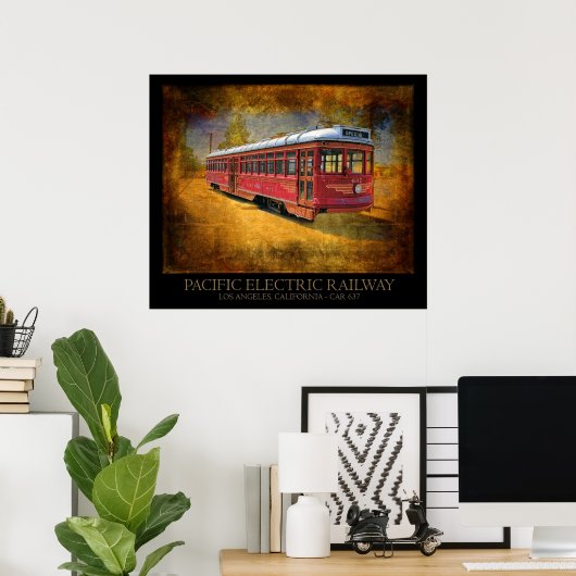 Pacific Electric Railway Streetcar Poster (Thuiskantoor)