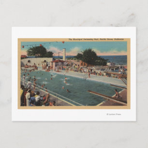 Pacific Grove, CA - Municipal Swimming Pool Uitzic Briefkaart