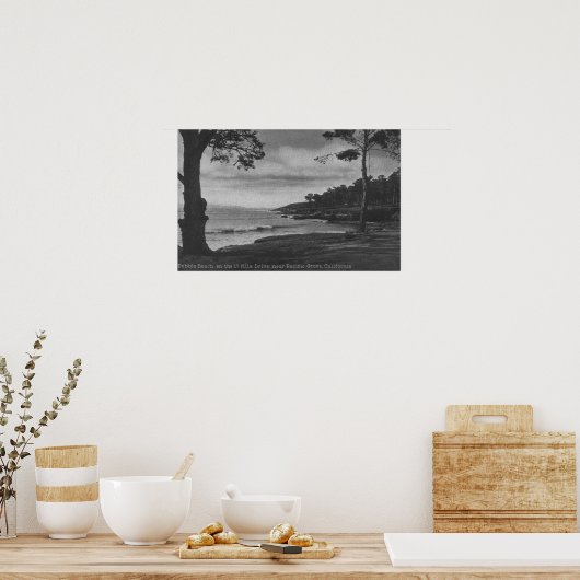 Pacific Grove, CA - Pebble Beach op 17 Mile Driv Poster (Keuken)