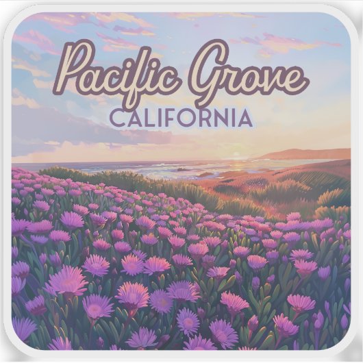 Pacific Grove Californië Monterey Magic Paarse Sticker (Voorkant)