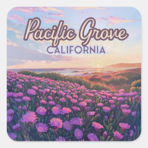 Pacific Grove Californië Monterey Magic Paarse Vierkante Sticker
