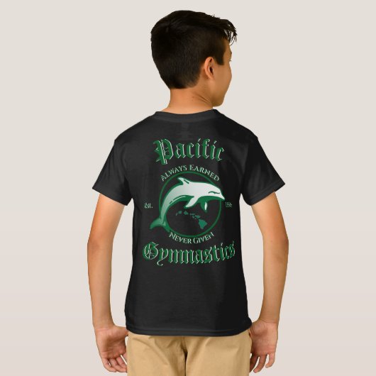 Pacific Gymnastics kinder zwarte T-shirt (Achterkant volledig)